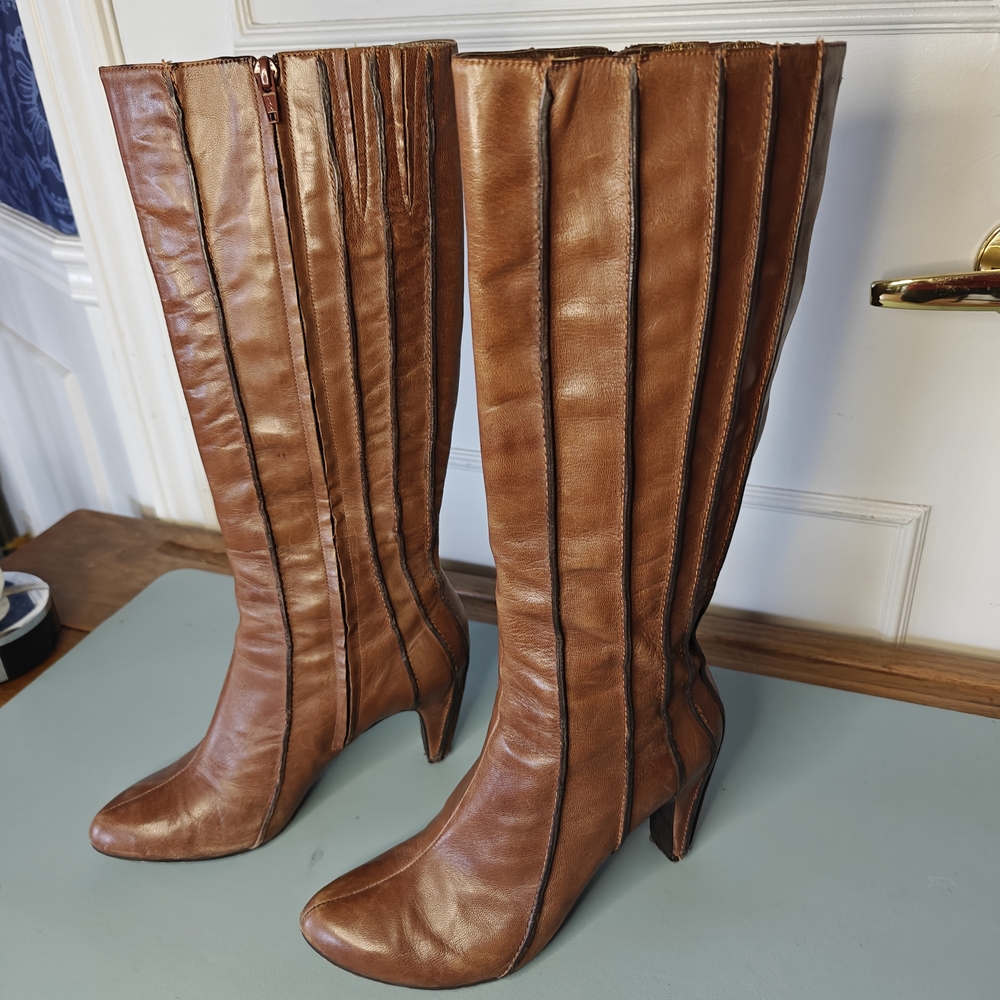 Tsubo leather knee high boots in brown - size 38 - academia, office